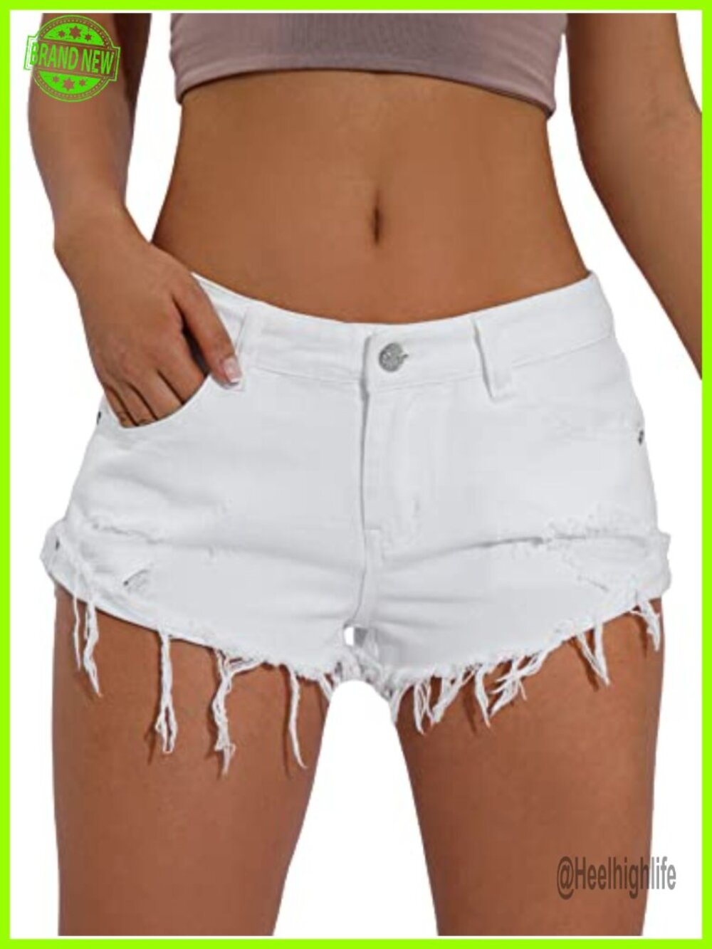 Low Rise Ripped Raw Hem Denim Shorts Drop Waist Y2K Summer
